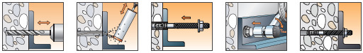 Порядок монтажа EAZ-A4 — Стальной распорный клиновой анкер, нержавеющая кислотостойкая сталь A4